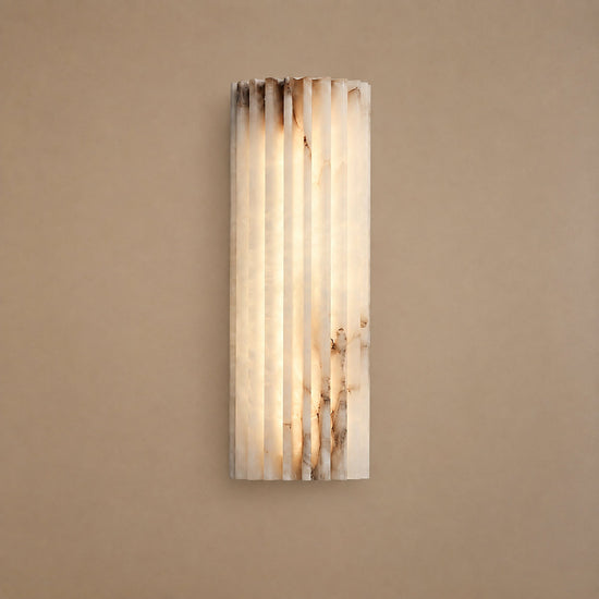 Ribbed Alabaster Stone Wall Lamp Warm Light for Living Room & Dining Room