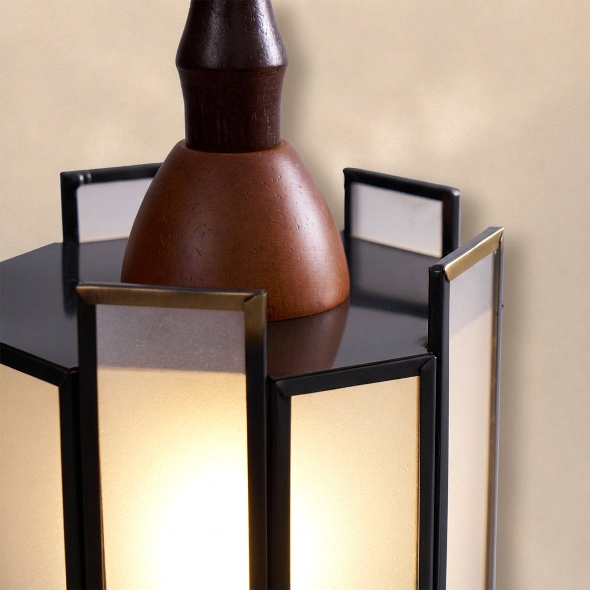 Artisan Glass and Wood Pendant Lamp for Dining Room & Living Room