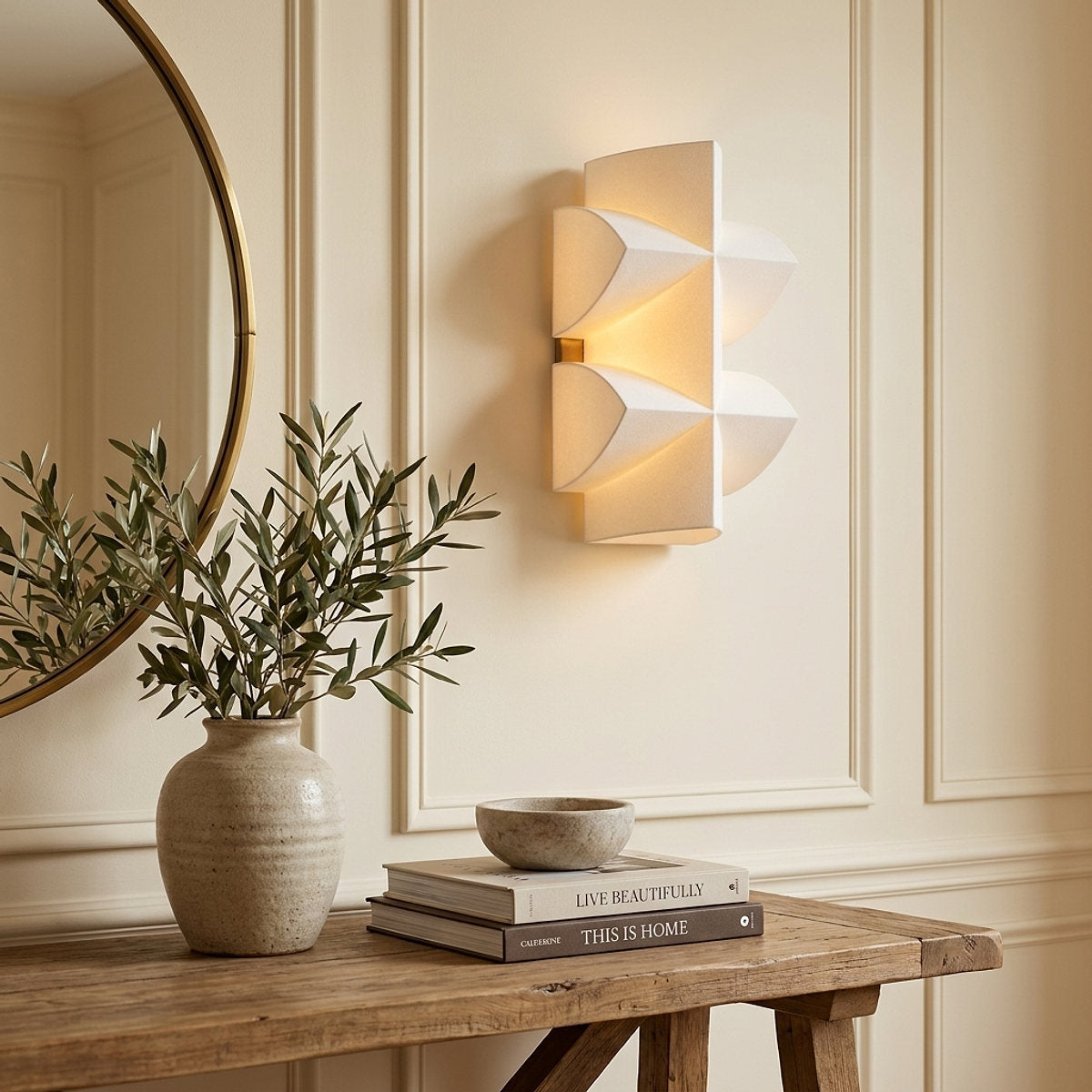 Naala Wall Lamp, 3.7~5.5-Inch x H 7.5~10.6-Inch, Gold & White for Living Room