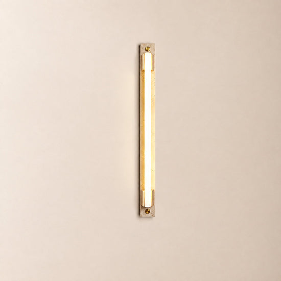 Caelum Light Bar Wall Lamp, 1.9-Inch x H 23.6-Inch, Wood & Yellow Travertine, Warm Light for Living Room & Dining Room