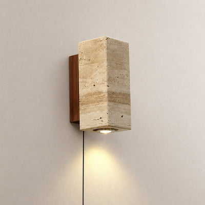 Blend Plug-in Wall Lamp, 2.6-Inch x H 9.1-Inch, Walnut, Warm Light & US Plug for Bedroom & Living Room
