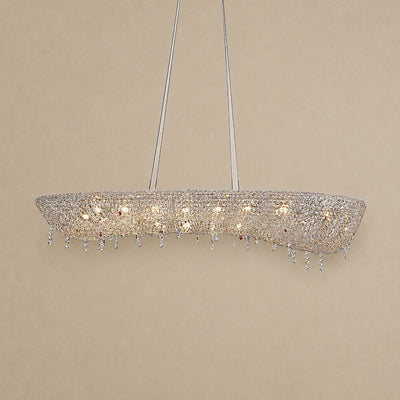 Tricolordeer Oval Crystal and Metal Chandelier