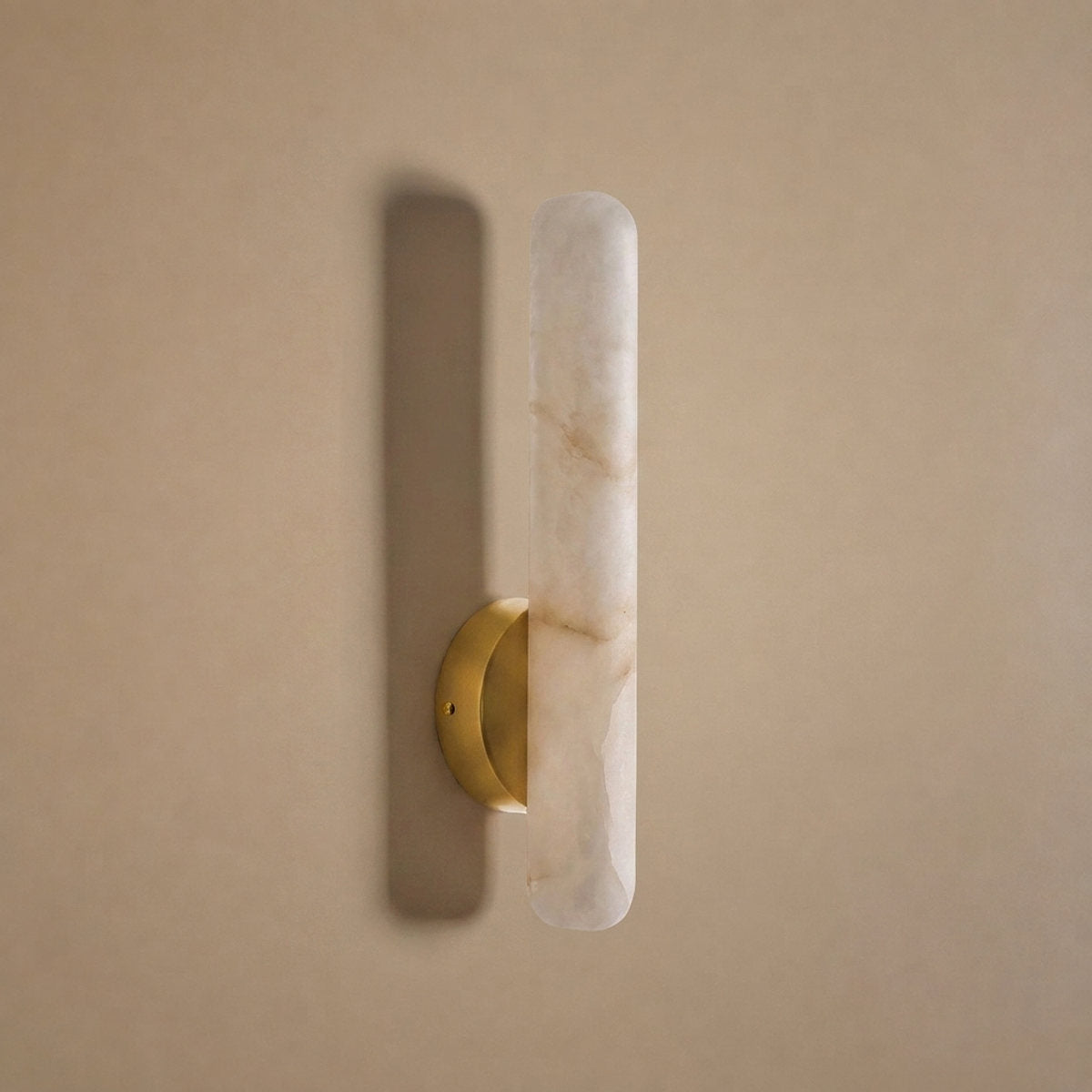Alabaster Rod Wall Lamp, 1.9-Inch x H 15.7~23.6-Inch, Brass & White, Warm Light for Living Room & Dining Room