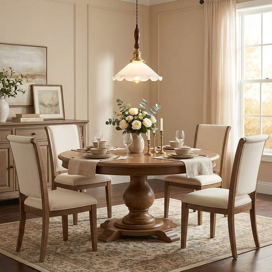 Modern Walnut and Brass Pendant Light