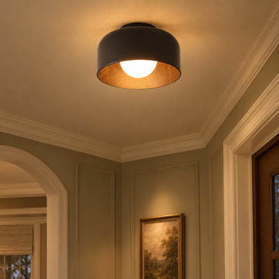 Lumosphere Ceiling Light, 8.7-Inch x H 5.1-Inch, Black & Walnut Grain Hydrographics for Living Room