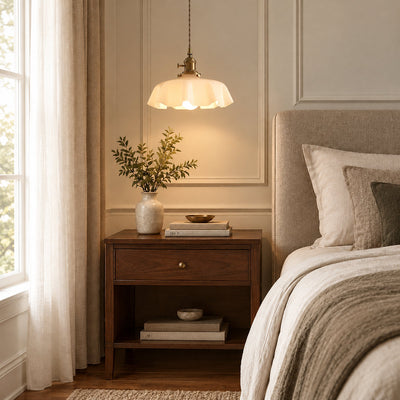 Pleated Glass Dome Swag Pendant Light