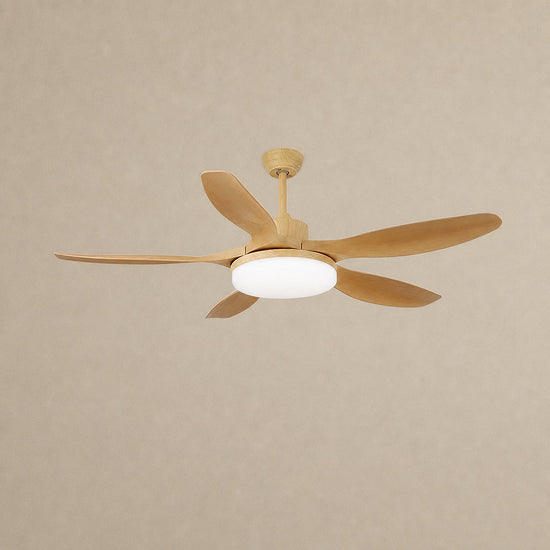 Keltis 48"/52" Ceiling Fan Light, 48~52-Inch x H 11.8-Inch, Model F Natural Wood Grain (ABS blades), Three-Color Light for Living Room