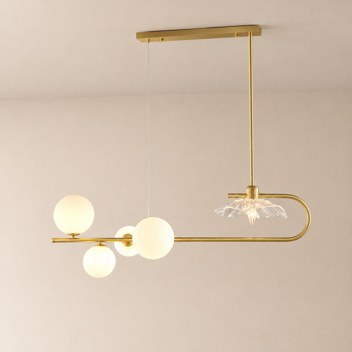 Tricolordeer Gold Metal and Glass Chandelier