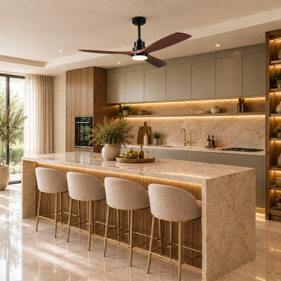 Tricolordeer Contemporary Integrated LED Wood Blade Ceiling Fan
