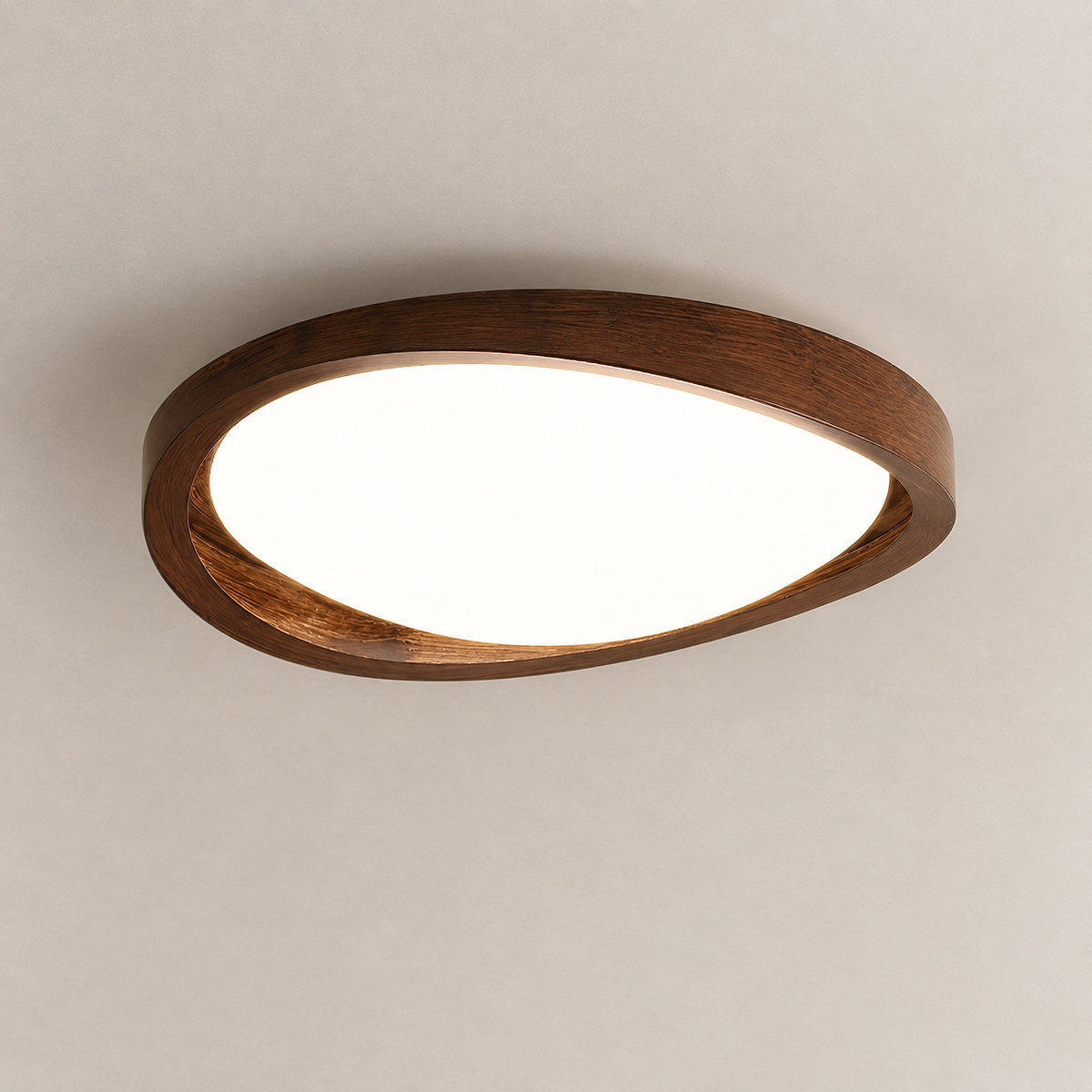 Walnut Curved Edge Ceiling Light, 17.7-Inch x H 2.8-Inch, Model A: Walnut Wood Grain Hydrographics, Warm Light for Living Room & Bedroom