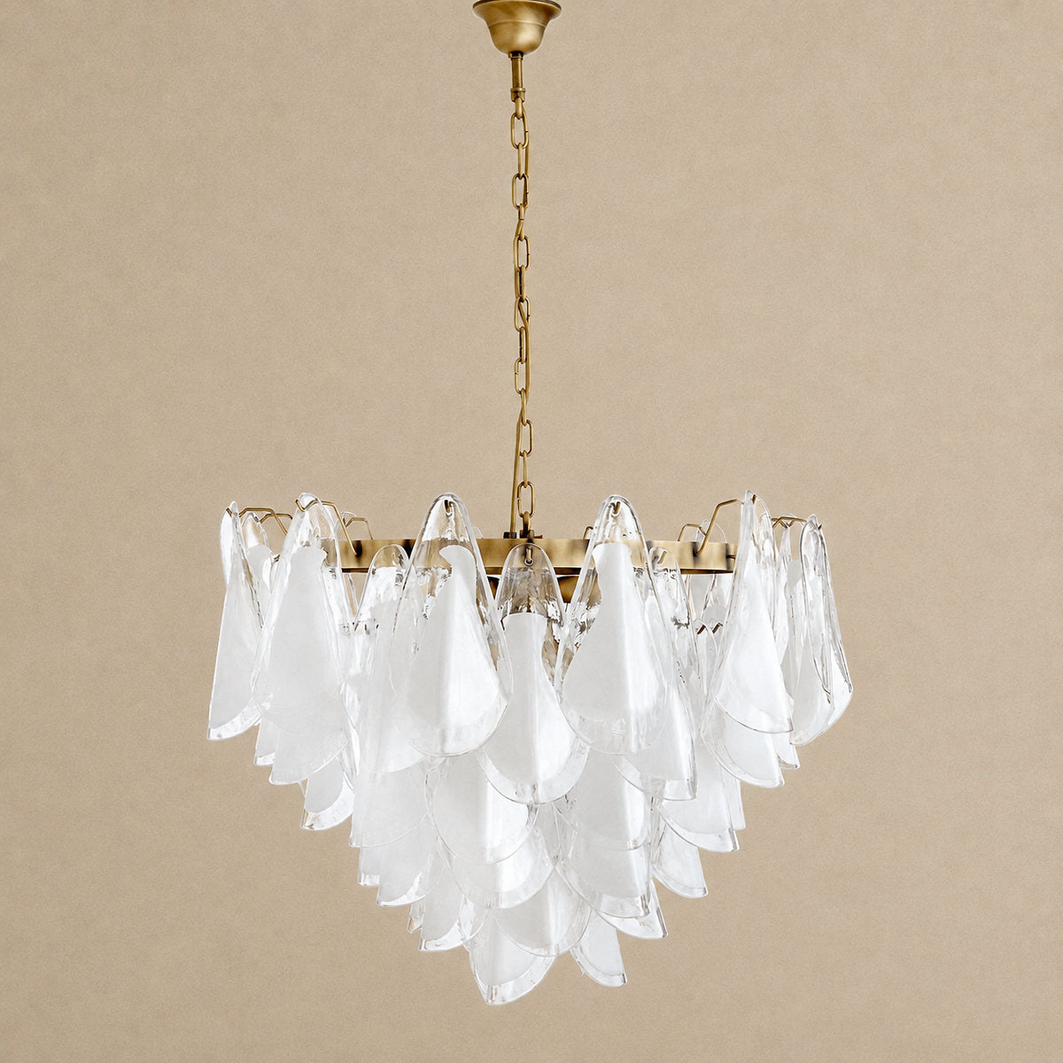 Tricolordeer Round White Glass Chandelier