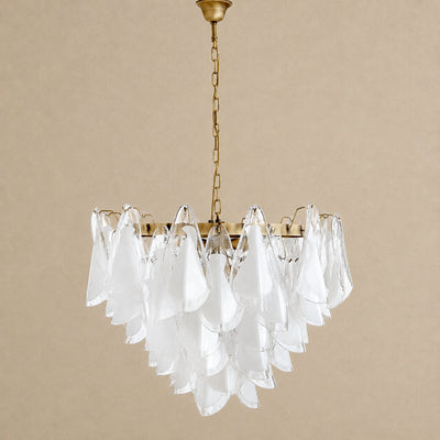 Tricolordeer Round White Glass Chandelier