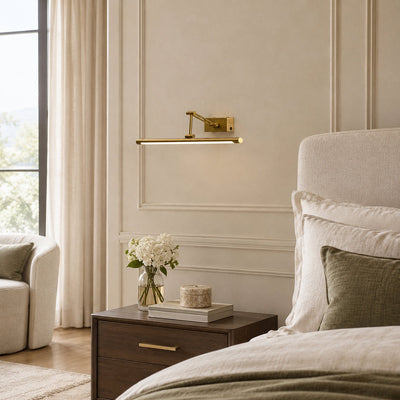 Brillan Frame Rechargeable Wall Lamp, L 16.9~28.7-Inch x H 2.3-Inch, Gold, Warm Light for Bedroom & Living Room