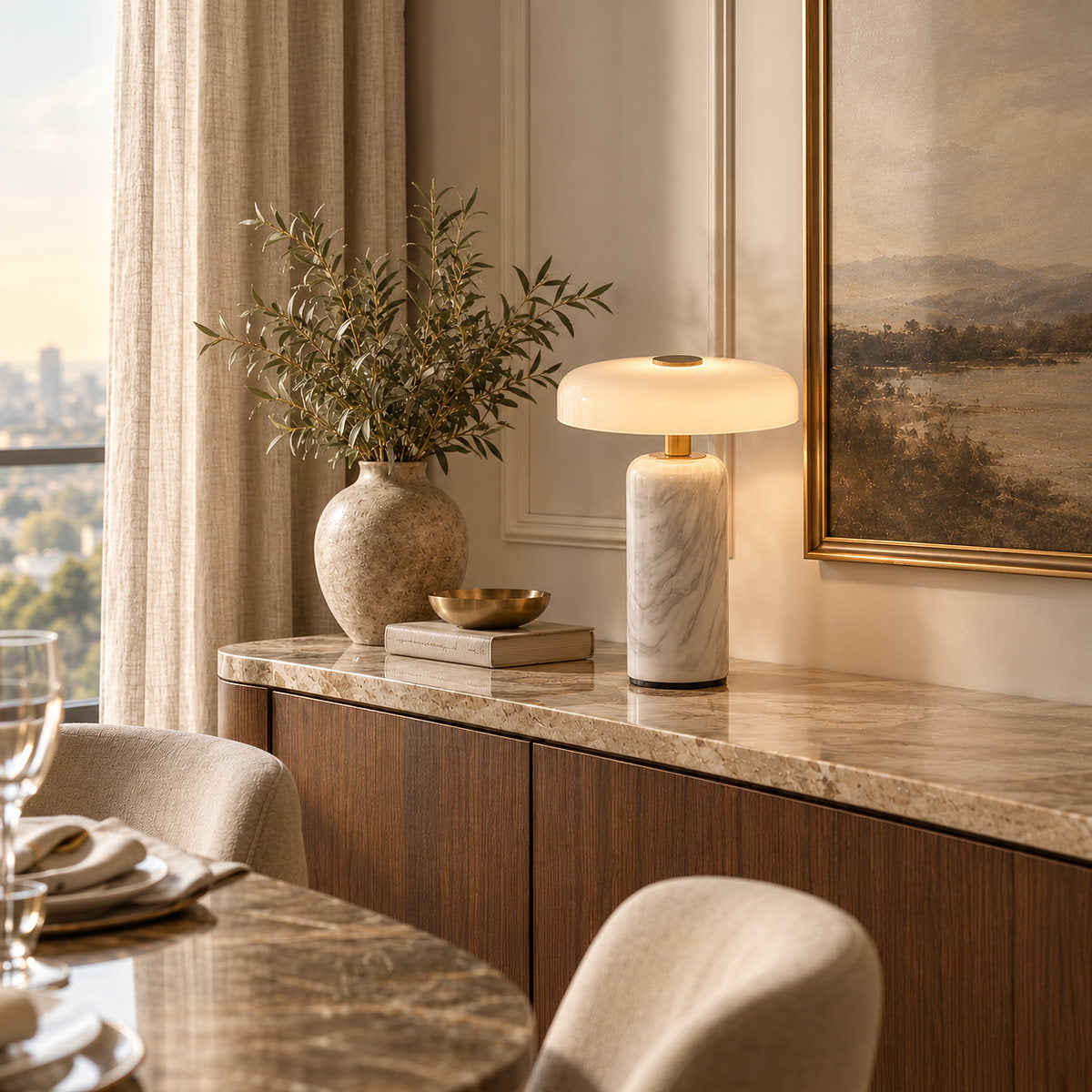 Tricolordeer Sculptural Marble LED Accent Lamp