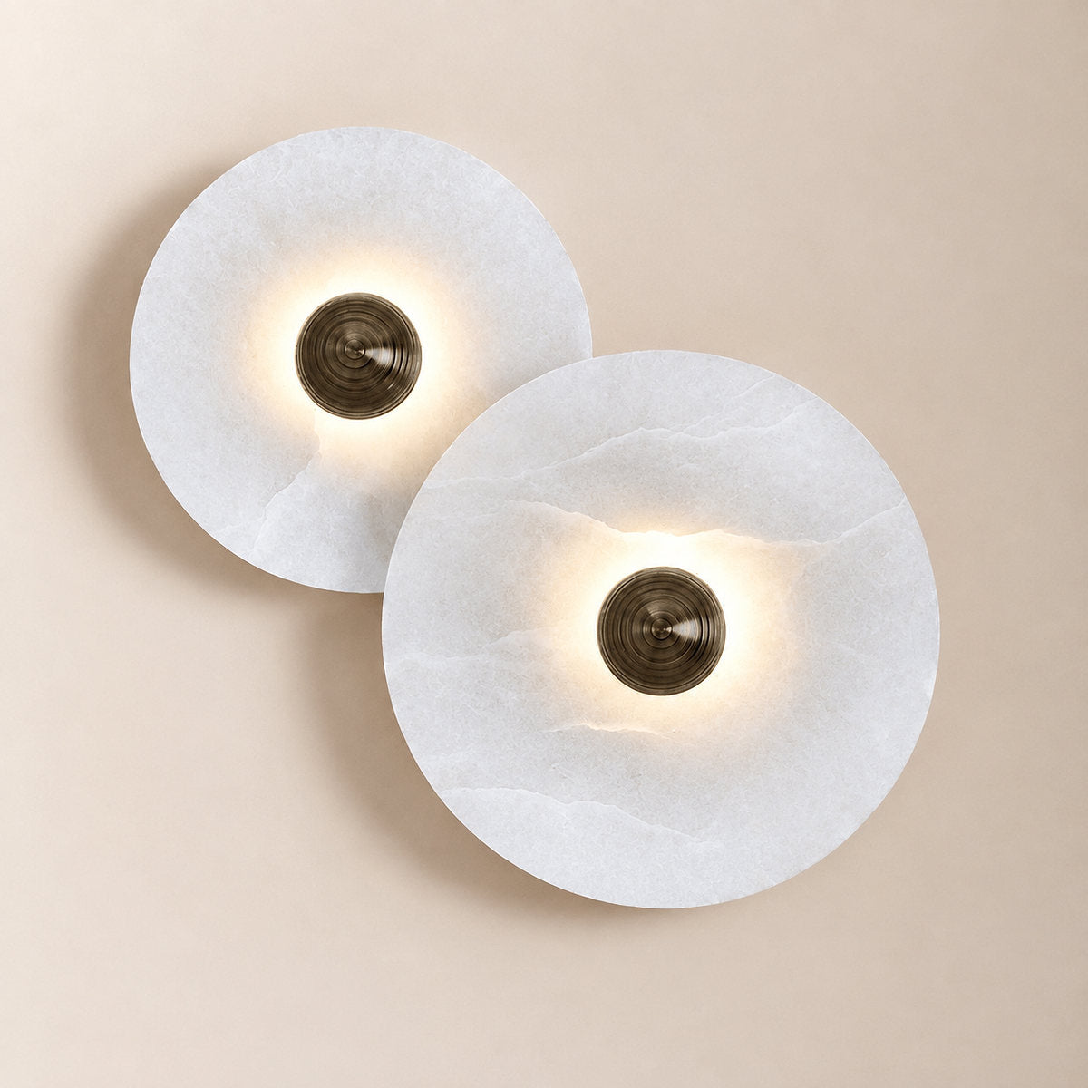 Nayra Alabaster Wall Lamp, 7.9~13.8-Inch, White & Bronze, Triac Warm Dimming for Living Room & Dining Room