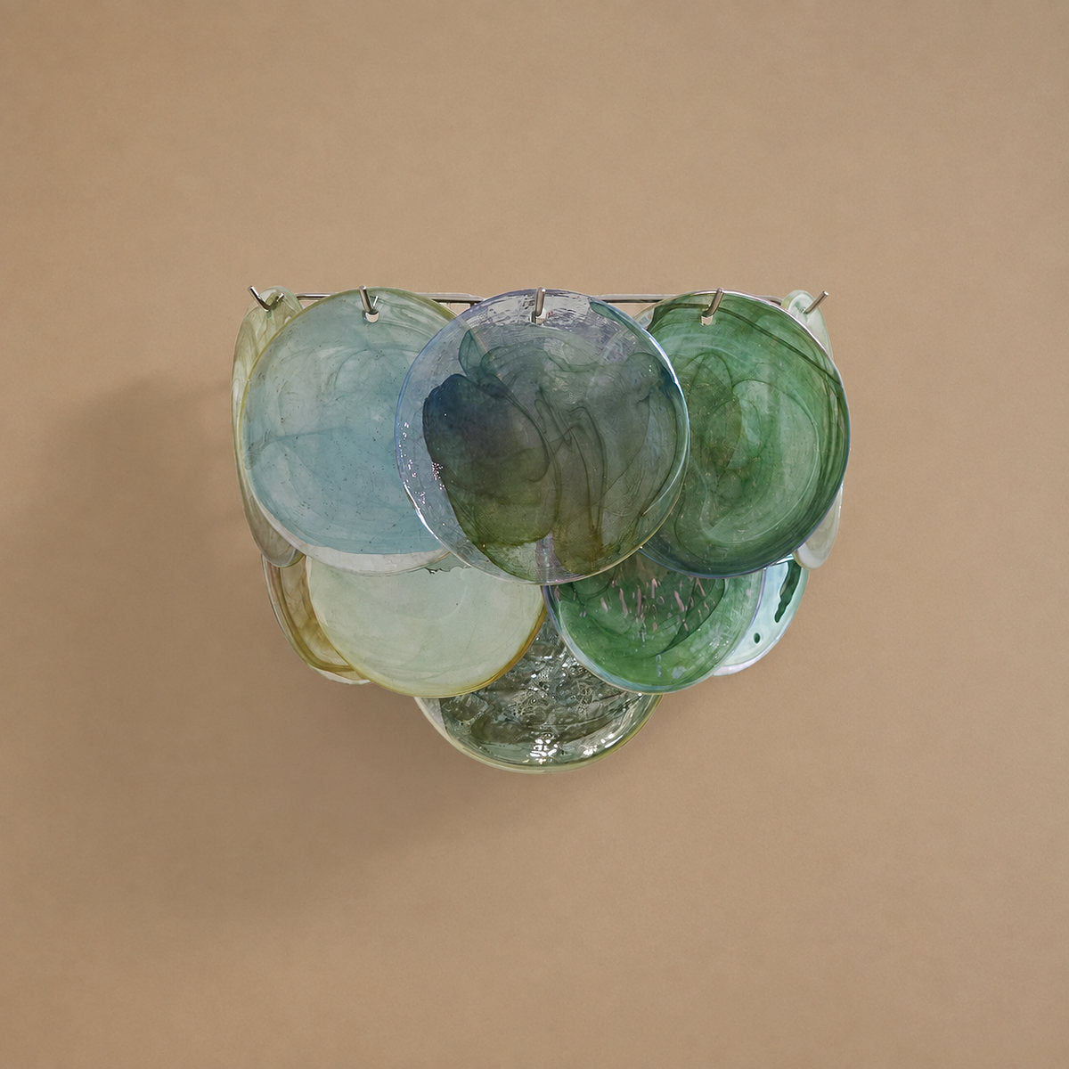 Lunaria Disc Glass Wall Lamp, 13.4-Inch, Green for Living Room & Dining Room