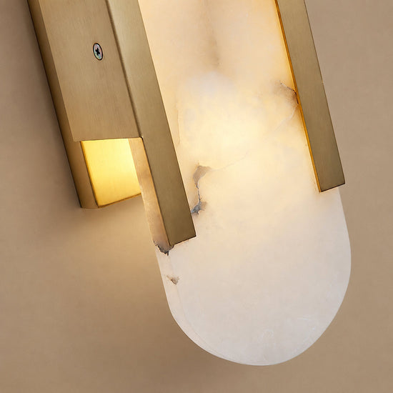 Oblong Alabaster Wall Lamp, 3.9-Inch x H 13.8~19.7-Inch, Black for Living Room & Dining Room