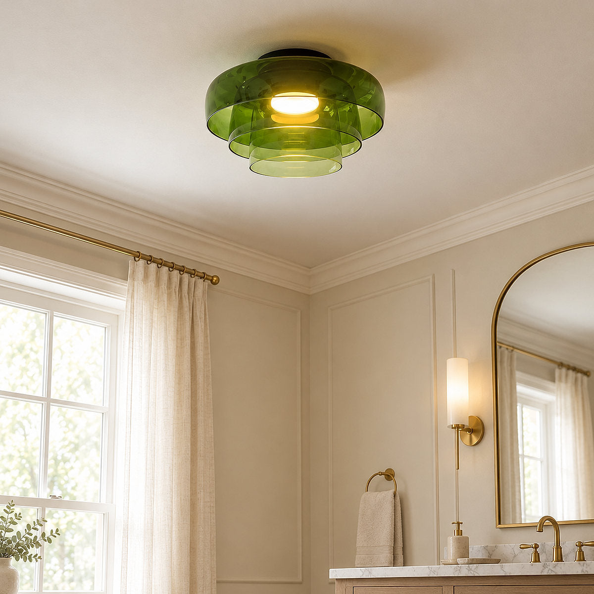 Tricolordeer Layered Tinted Glass Disc Ceiling Light