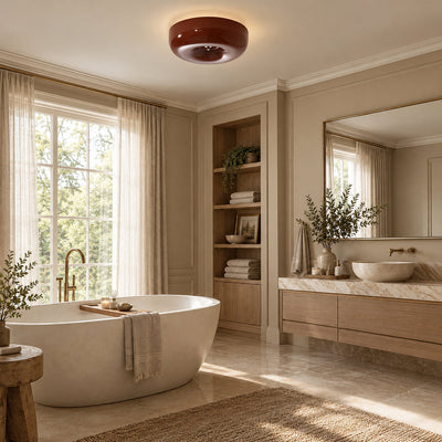 Glass-Shaded Ceiling Lamp with Chrome Finish