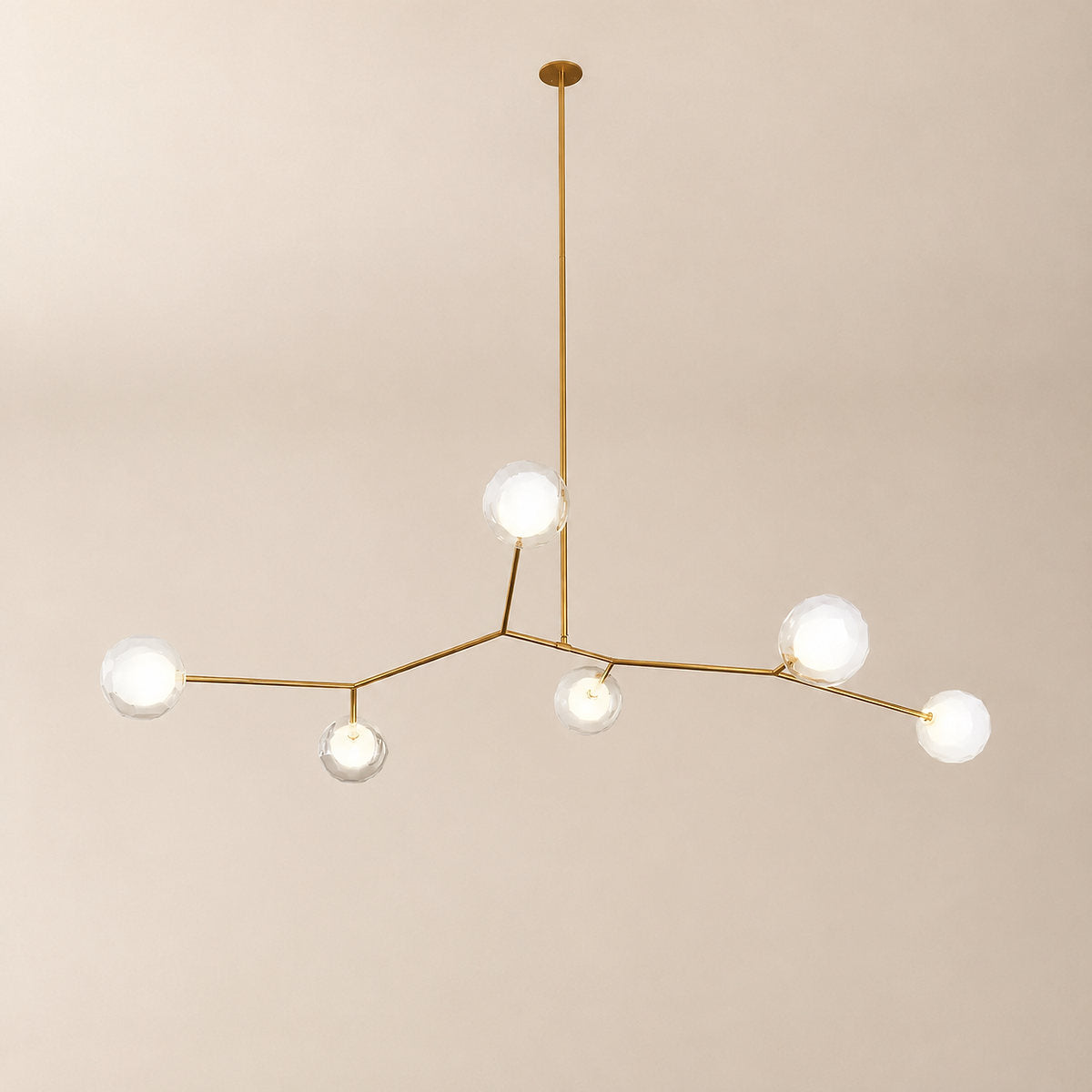 Golden Branch Glass Globe Chandelier