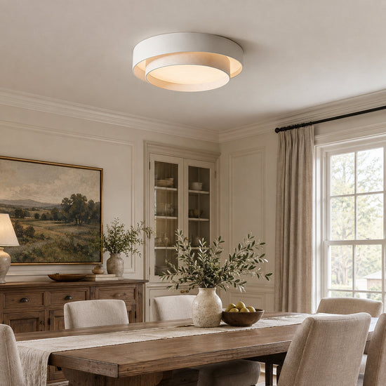 Melody Ceiling Light, 15.7-Inch x H 5.5-Inch, White, Warm Light for Living Room & Bedroom
