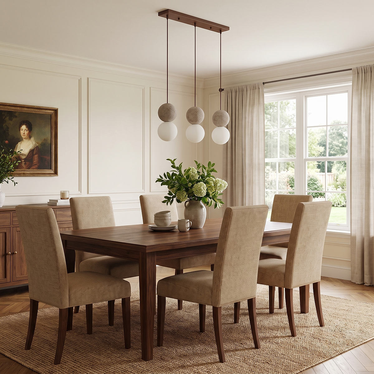 Camille Travertine Pendant Light,1 Light-11 Lights Yellow Travertine & White for Dining Room & Living Room