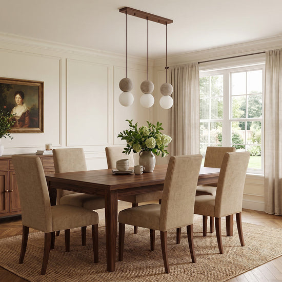 Camille Travertine Pendant Light,1 Light-11 Lights Yellow Travertine & White for Dining Room & Living Room