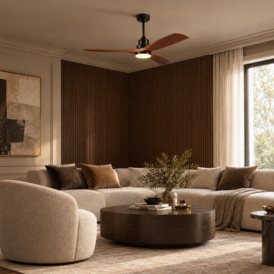 Tricolordeer Contemporary Integrated LED Wood Blade Ceiling Fan