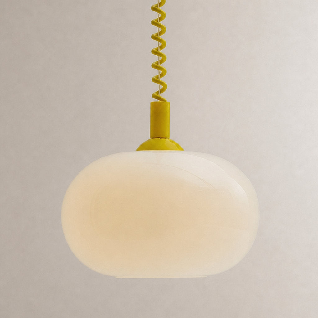 Tricolordeer Adjustable Coil Cord Glass Pendant Light