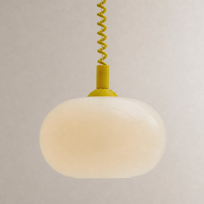 Tricolordeer Adjustable Coil Cord Glass Pendant Light