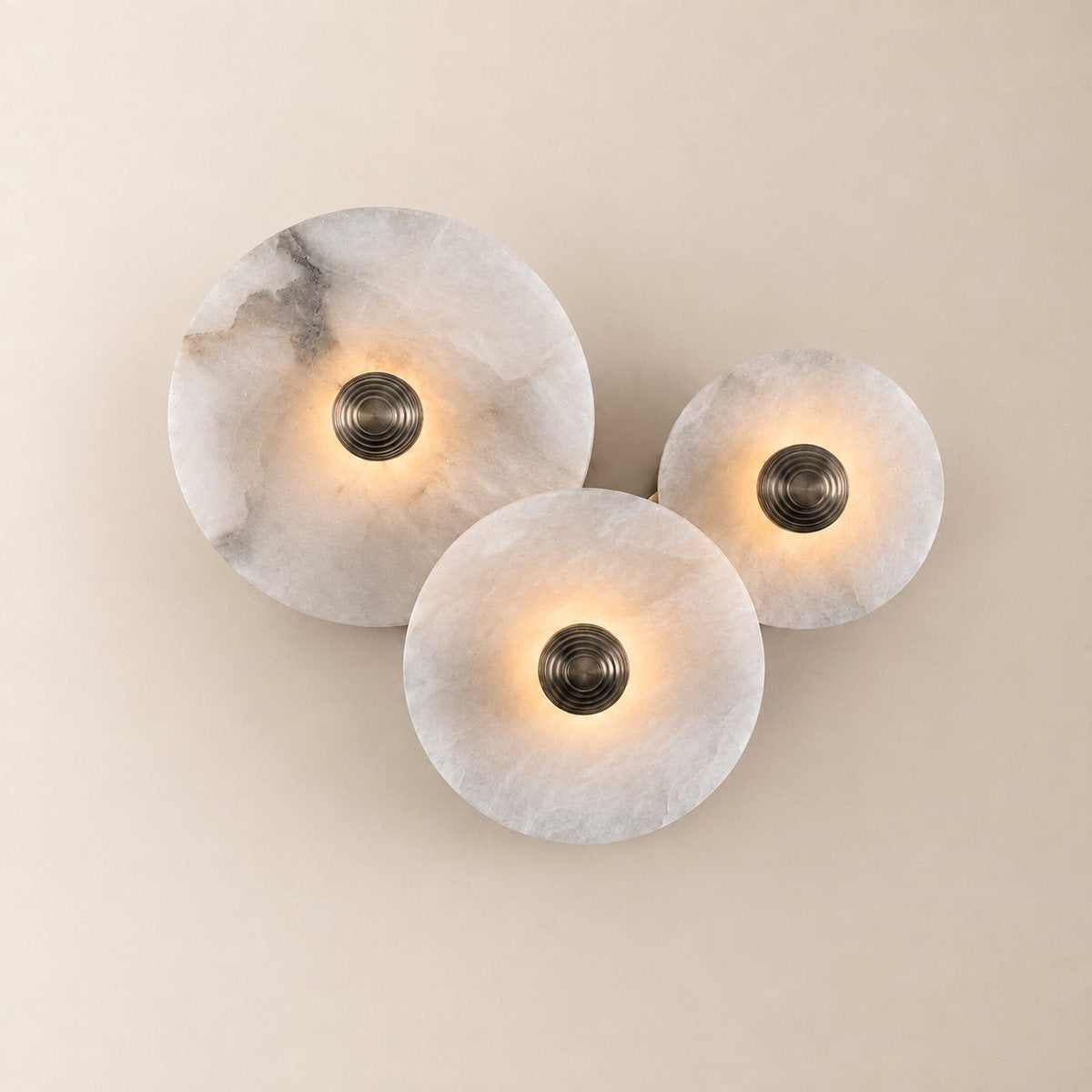 Nayra Alabaster Wall Lamp, 7.9~13.8-Inch, White & Bronze, Triac Warm Dimming for Living Room & Dining Room