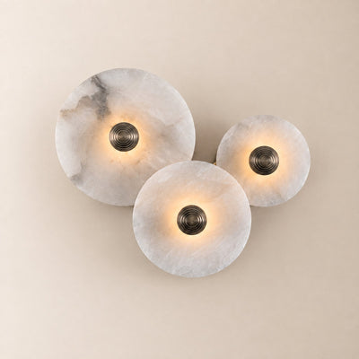 Nayra Alabaster Wall Lamp, 7.9~13.8-Inch, White & Bronze, Triac Warm Dimming for Living Room & Dining Room