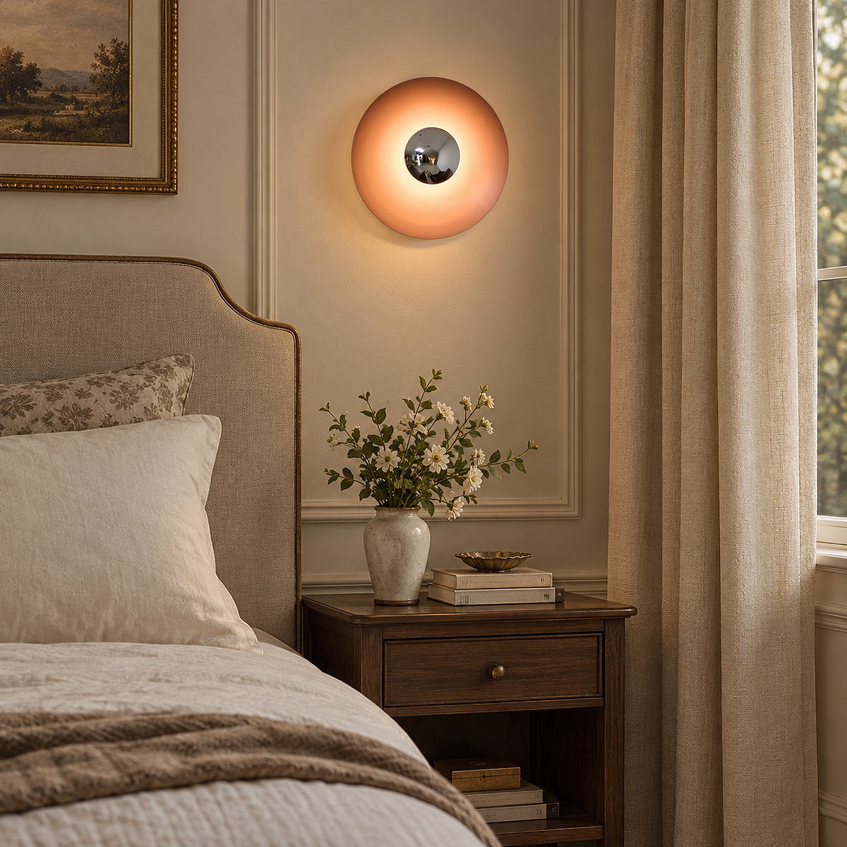 Simplicity Glow Wall Lamp, 11.8~23.6-Inch x H 11.8~23.6-Inch, Orange & Chrome, Warm Light for Living Room