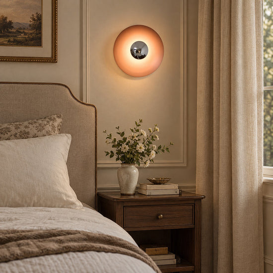 Simplicity Glow Wall Lamp, 11.8~23.6-Inch x H 11.8~23.6-Inch, Orange & Chrome, Warm Light for Living Room