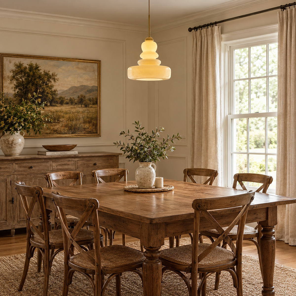 Vintage Aesthetic Glass Pendant Light for Dining Room & Living Room