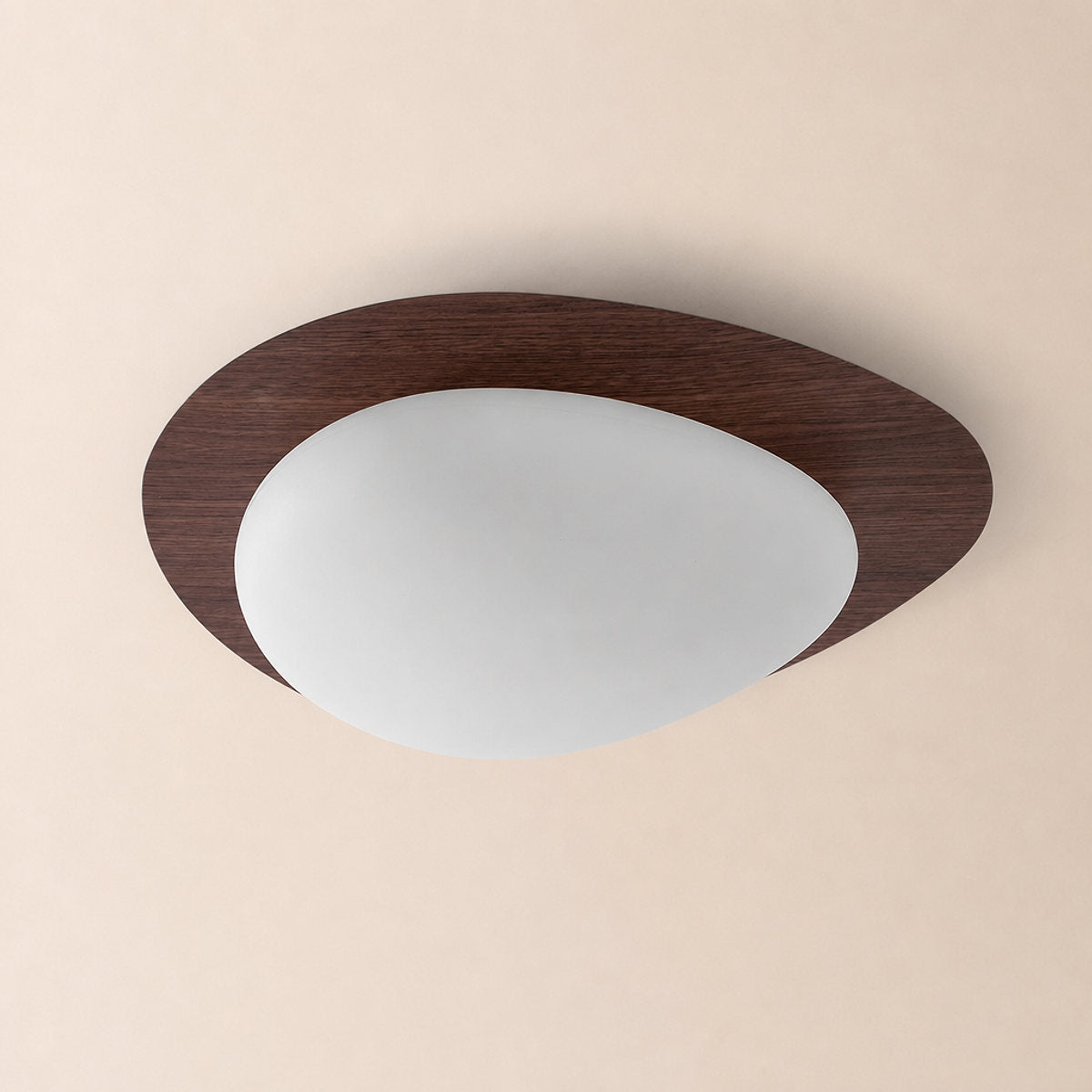 Pebble Metal Ceiling Light, 11.8~22.8-Inch x H 3.1-Inch, Artistic Walnut Grain Effect, Triac Warm Dimming for Living Room