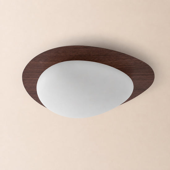 Pebble Metal Ceiling Light, 11.8~22.8-Inch x H 3.1-Inch, Artistic Walnut Grain Effect, Triac Warm Dimming for Living Room