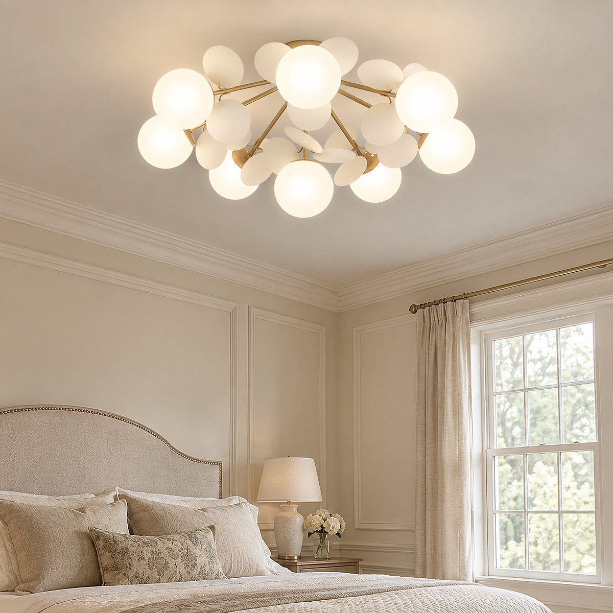 Round Macaron Ceiling Light, 20.5-Inch x H 12.5-Inch for Living Room