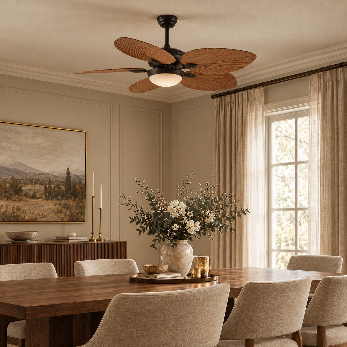 Tricolordeer Tropical 5-Blade LED Dome Ceiling Fan