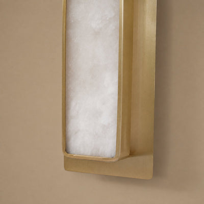 Velmora Alabaster Wall Lamp, 5.1-Inch x H 20.1-Inch, Gold & White, Warm Light for Living Room & Dining Room