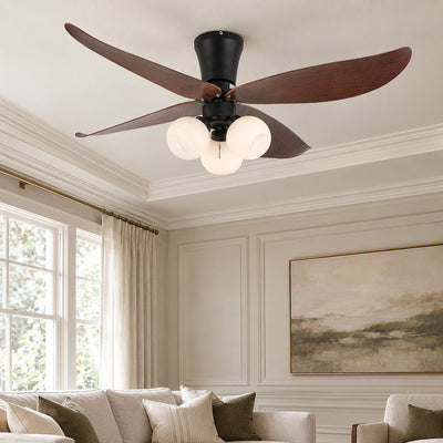Arbora Bloom Ceiling Fan Light, 36-Inch x H 11.8-Inch, Walnut Wood & White for Living Room