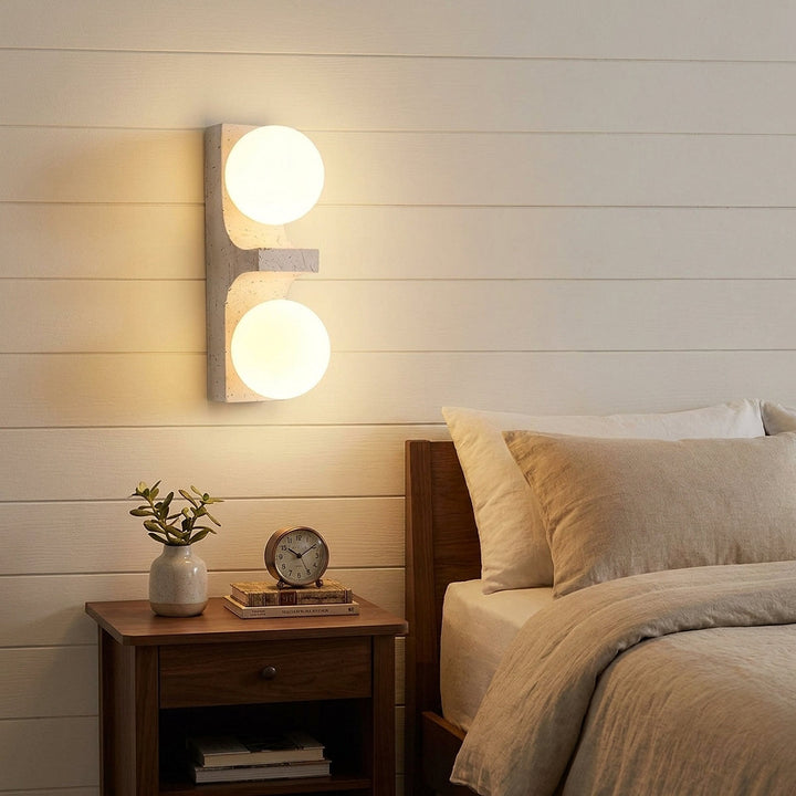 Cirra Travertine Wall Lamp, 2.4-Inch x H 9.1~19.7-Inch, Yellow Travertine for Living Room & Dining Room