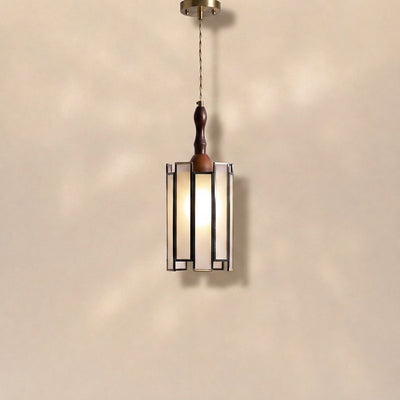 Artisan Glass and Wood Pendant Lamp for Dining Room & Living Room