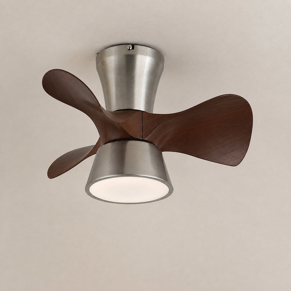 Arvento Ceiling Fan Light, 22-Inch x H 11.8-Inch, Walnut Wood & Nickel, Three-Color Light for Living Room