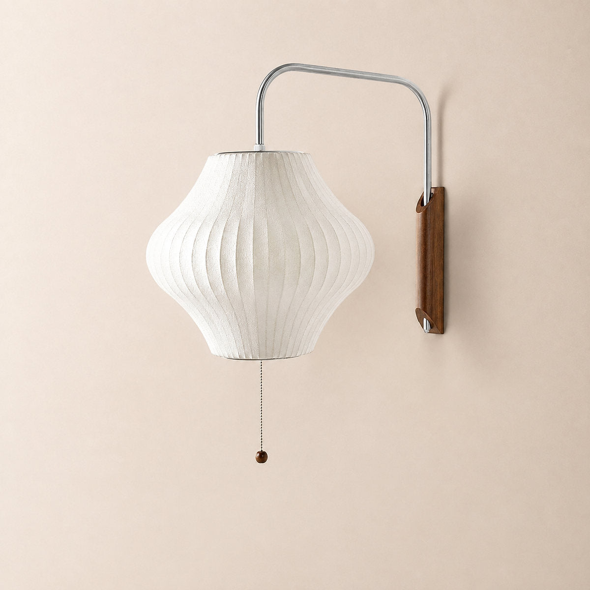 Organic Bubble Wall Lamp, 11-Inch x H 15.7-Inch, White & Walnut wood for Living Room