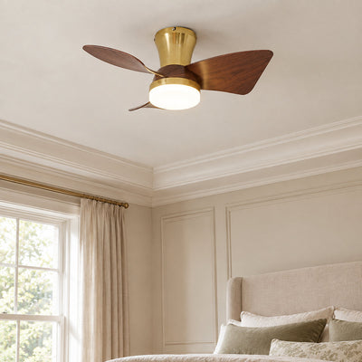 Breeze Lux Ceiling Fan Light, 21.7-Inch x H 10.2-Inch, Gold & Walnut Wood Grain, Three-Color Light for Living Room