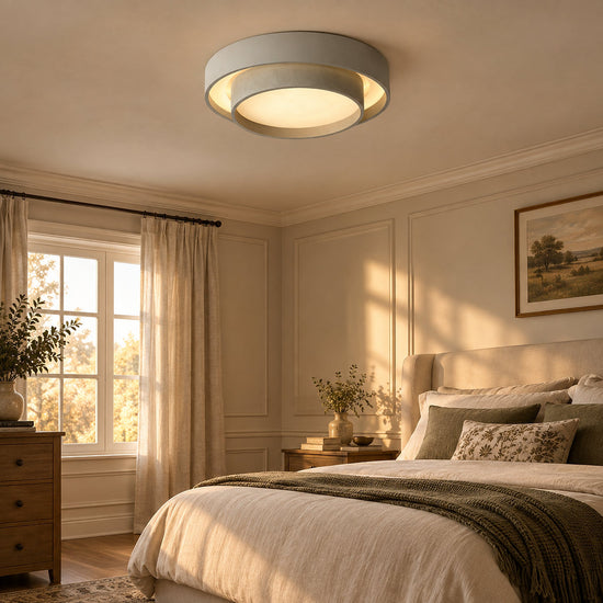 Melody Ceiling Light, 15.7-Inch x H 5.5-Inch, White, Warm Light for Living Room & Bedroom