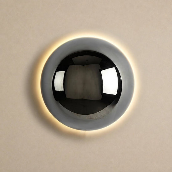 Aurum Sphere Wall Lamp, 6.3-Inch x H 3.9-Inch, Chrome, Warm Light for Living Room & Dining Room