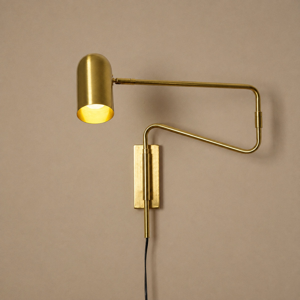 Adjustable Arm Plug In Wall Lamp, L 14.6-Inch x H 5.9-Inch, Black & Gold, US Plug for Bedroom & Living Room