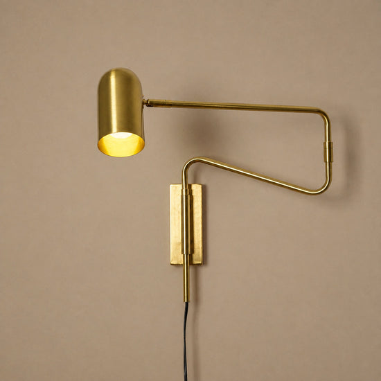 Adjustable Arm Plug In Wall Lamp, L 14.6-Inch x H 5.9-Inch, Black & Gold, US Plug for Bedroom & Living Room